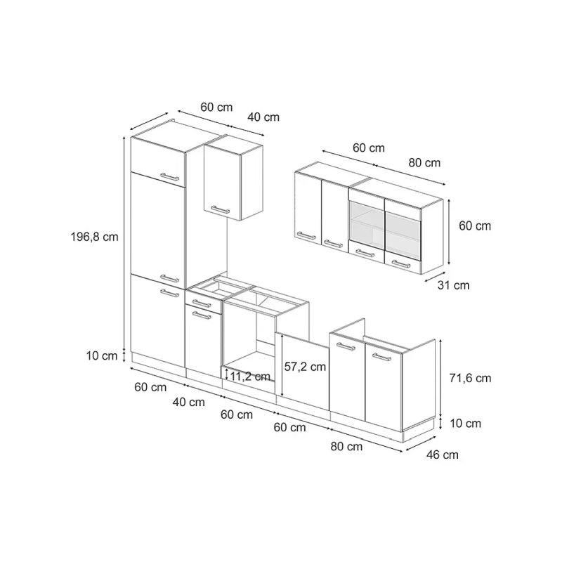 Beton ve Meşe Rengi Ahşap Mutfak Modeli - 300 cm - 186493