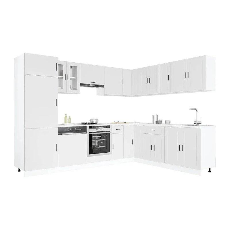 Beyaz Ahşap 14 Parça Camlı Mutfak Modeli - 186640