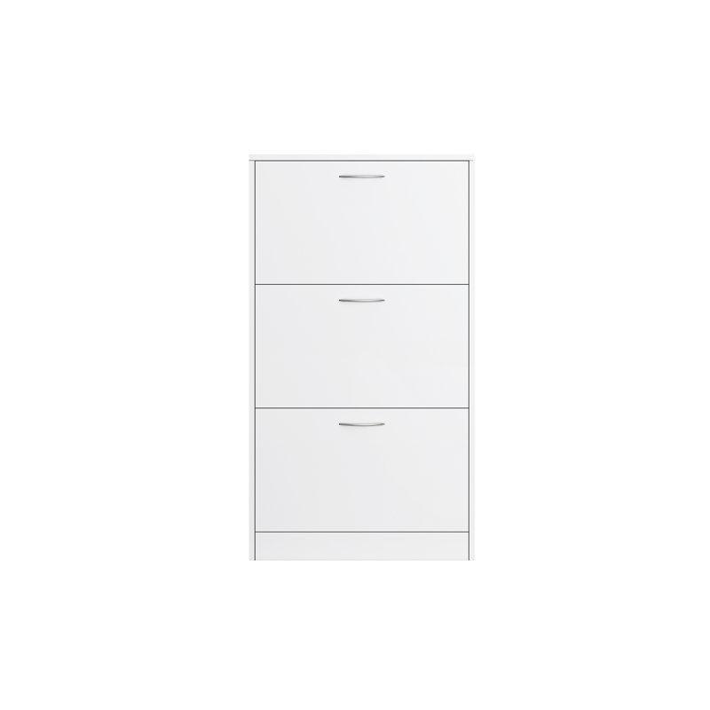 Beyaz Ahşap 3 Düşer Kapaklı Çekmeceli Ayakkabılık - 104 cm - 227334