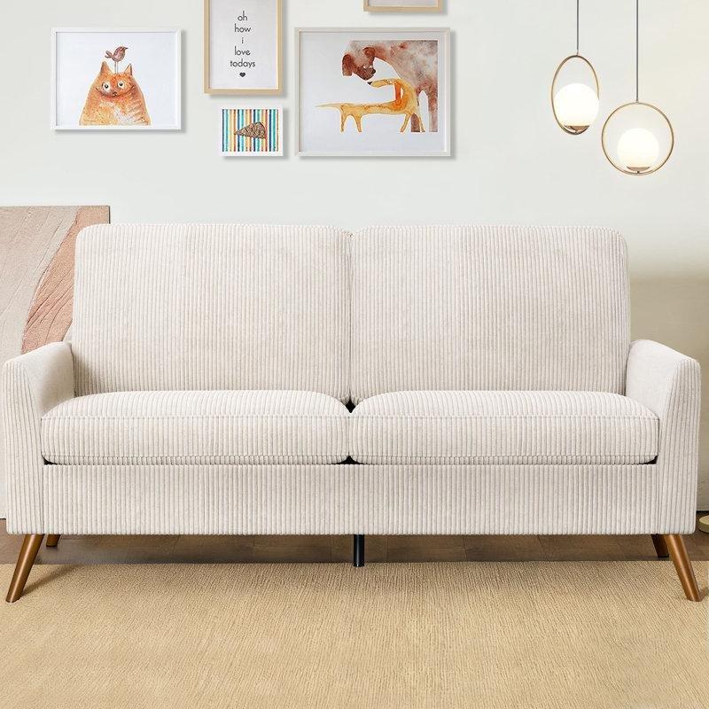 Beyaz Ahşap Çıkarılabilir Kılıflı İkili Koltuk - 173 cm - 206710