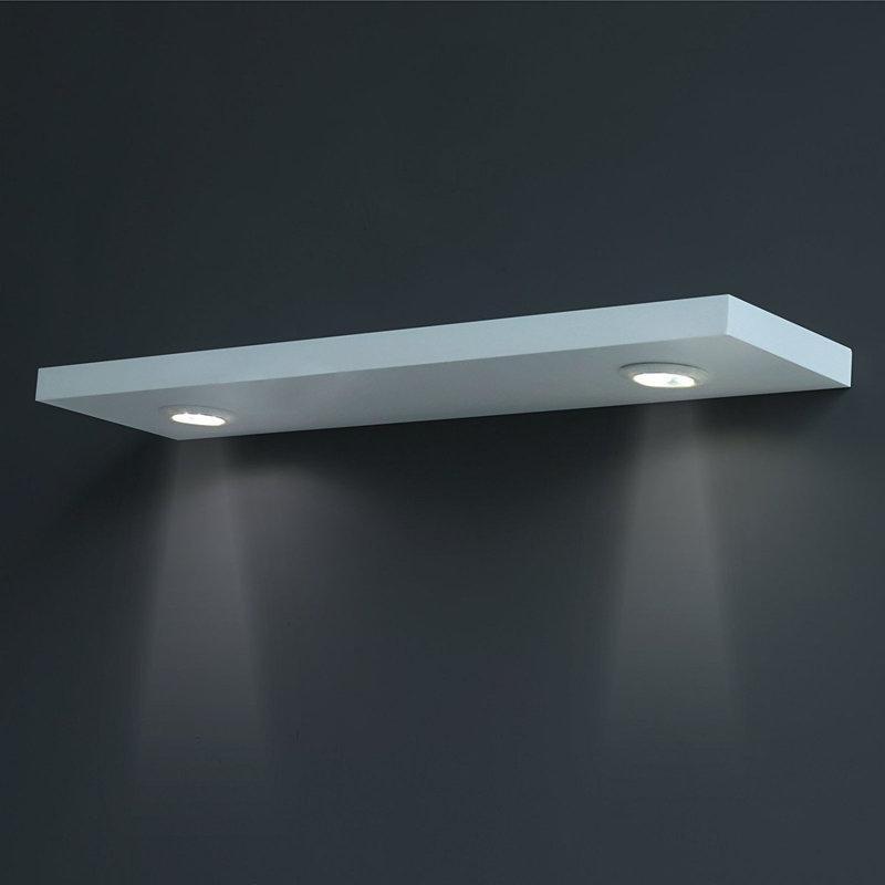 Beyaz Ahşap Dokunmatik Işıklı Duvar Rafı - 92 cm - 180104
