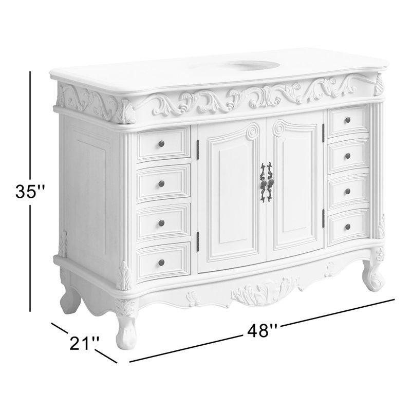 Beyaz Ahşap Oymalı 8 Çekmeceli Ayaklı Banyo Lavabo Dolabı - 122 cm - 199240