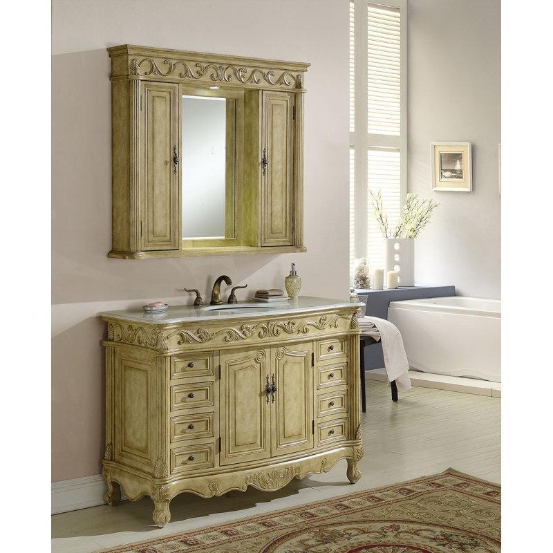 Beyaz Ahşap Oymalı 8 Çekmeceli Ayaklı Banyo Lavabo Dolabı - 122 cm - 199240