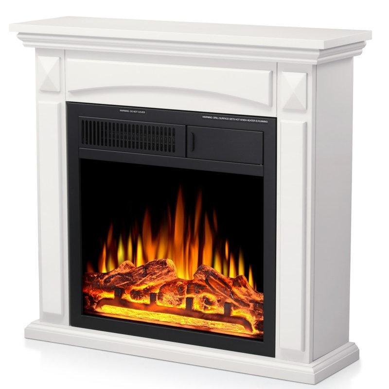 Beyaz Ahşap Uzaktan Kumandalı Isıtıcılı Elektrikli Şömine - 68x64 cm - 183935