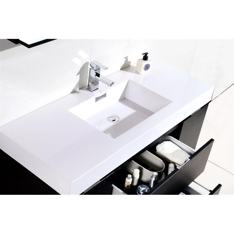Beyaz Akrilik Tezgahlı Meşe Ahşap Duvara Monte Banyo Lavabo Dolabı - 120 cm - 200766