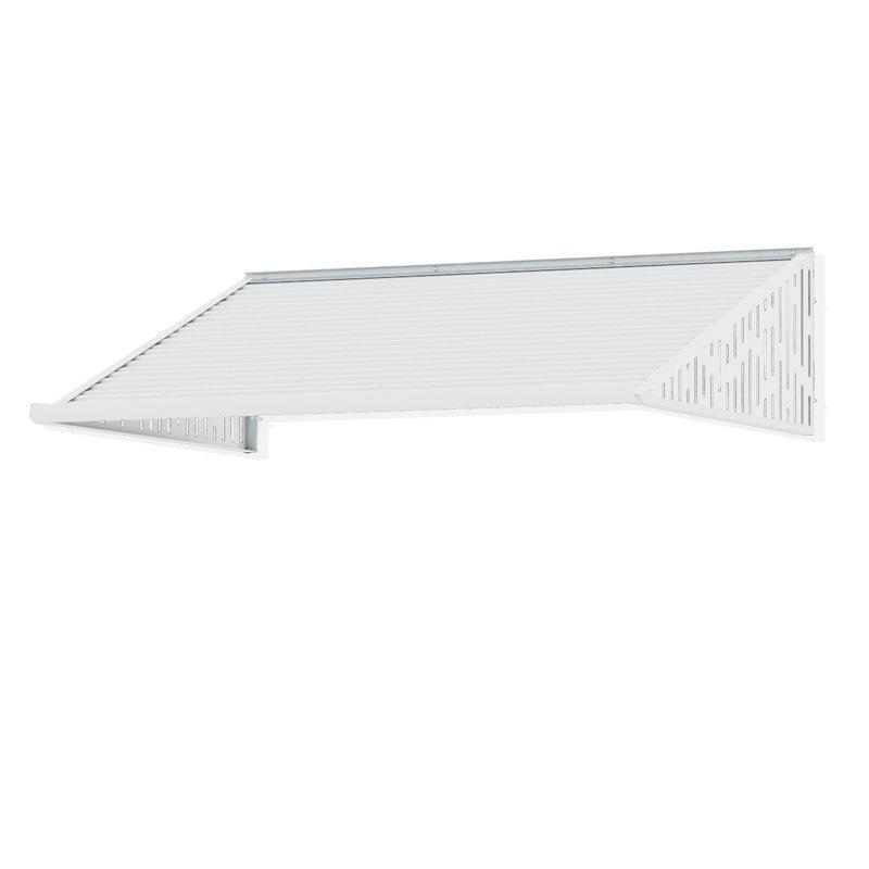 Beyaz Alüminyum Ferforje Yan Panelli PVC Kapı Üstü Sundurma - 122x102 cm - 165889