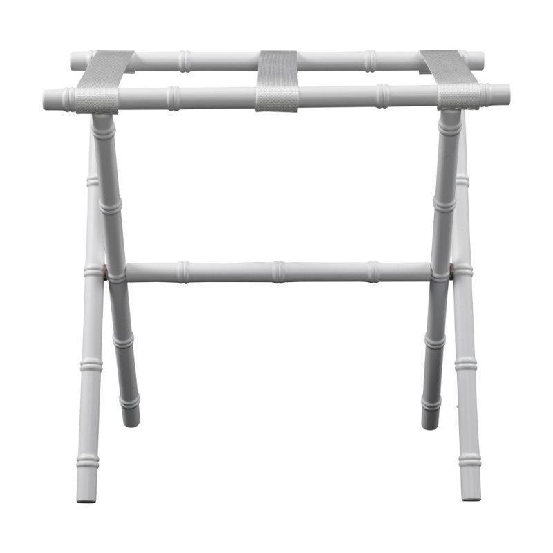 Beyaz Bambu Tasarımlı Ahşap Katlanabilir Valiz Sehpası - 56 cm - 187255