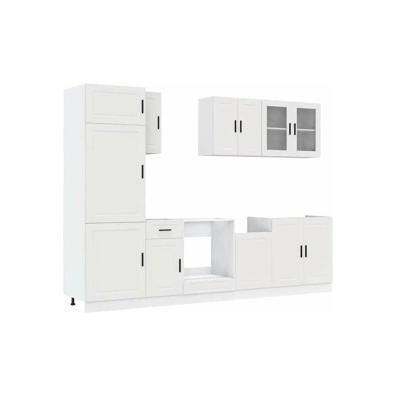 Beyaz Camlı Ahşap 8 Parça Mutfak Modeli - 186667