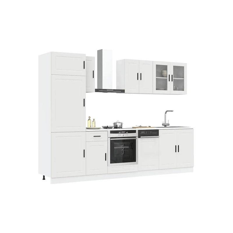 Beyaz Camlı Ahşap 8 Parça Mutfak Modeli - 186667