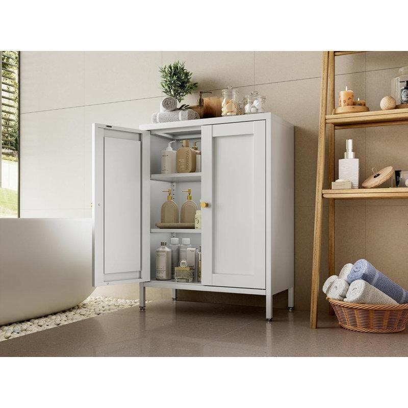 Beyaz Çelik 2 Kapaklı Ayarlanabilir Raflı Ayakkabılık - 60x30x85 cm - 228856