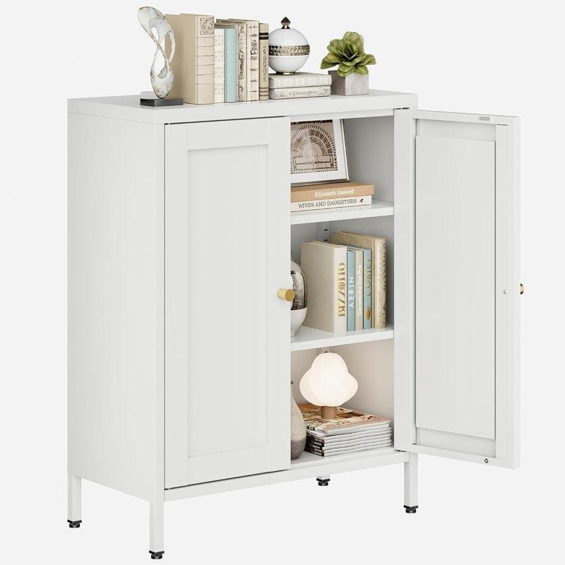 Beyaz Çelik 2 Kapaklı Ayarlanabilir Raflı Ayakkabılık - 60x30x85 cm - 228856