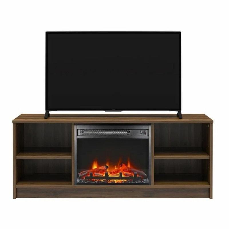 Beyaz Elektrikli Şömineli 4 Raflı TV Ünitesi 55 İnç Uyumlu - 220113