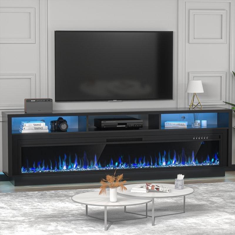 Beyaz Elektrikli Şömineli ve LED Işıklı Depolama Alanlı Tv Ünitesi - 178 cm - 220438