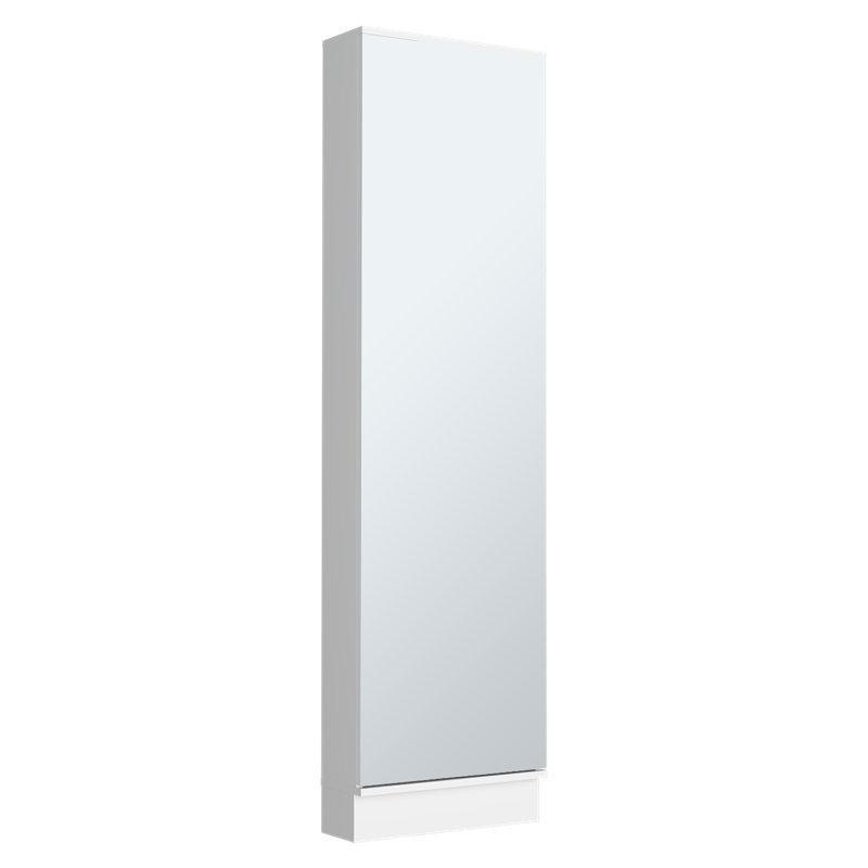 Beyaz Endüstriyel Ahşap Aynalı 5 Raflı Duvara Monte Ayakkabılık - 170 cm - 228302