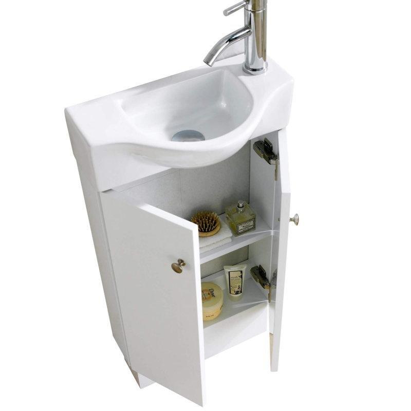 Beyaz Endüstriyel Ahşap Çift Kapaklı Ayaklı Banyo Lavabo Dolabı - 46 cm - 200176