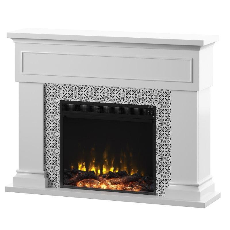 Beyaz Endüstriyel Ahşap TV Sehpası Fonksiyonlu Isıtıcılı Elektrikli Şömine - 121 cm - 184151