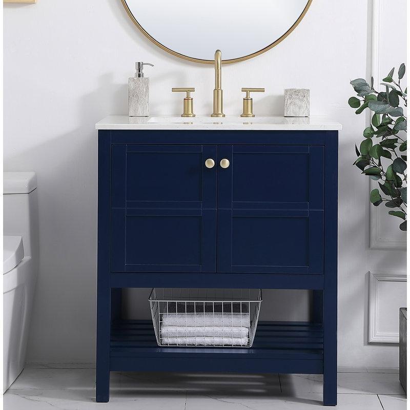 Beyaz Endüstriyel Mermer Tezgahlı Kauçuk Ağacı Ayaklı Raflı Banyo Lavabo Dolabı - 77 cm - 201819