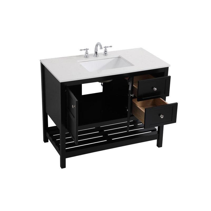 Beyaz Endüstriyel Mermer Tezgahlı Masif Ahşap Çekmeceli ve Raflı Banyo Lavabo Dolabı - 107 cm - 200412