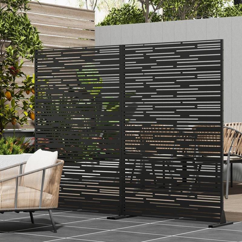 Beyaz Galvanizli Çelik Lazer Kesim Serbest Duran Bahçe Paravanı - 183x120 cm - 172930