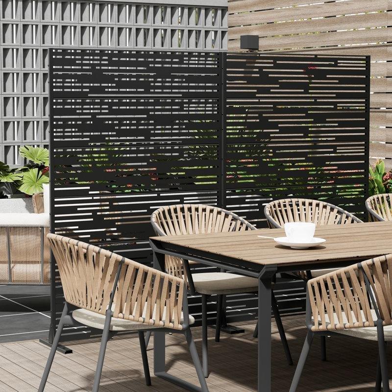 Beyaz Galvanizli Çelik Lazer Kesim Serbest Duran Bahçe Paravanı - 183x120 cm - 172930