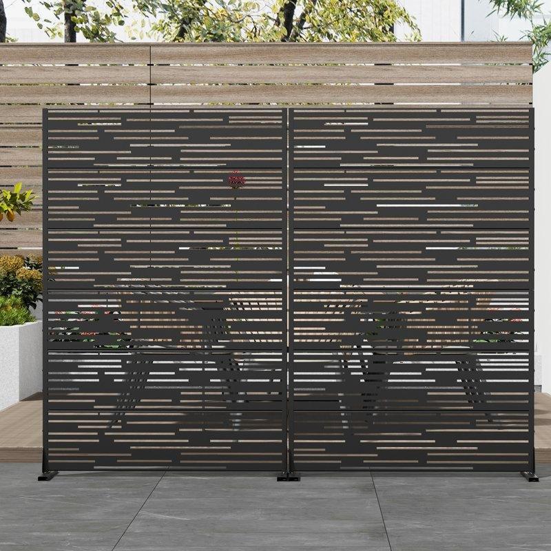 Beyaz Galvanizli Çelik Lazer Kesim Serbest Duran Bahçe Paravanı - 183x120 cm - 172930