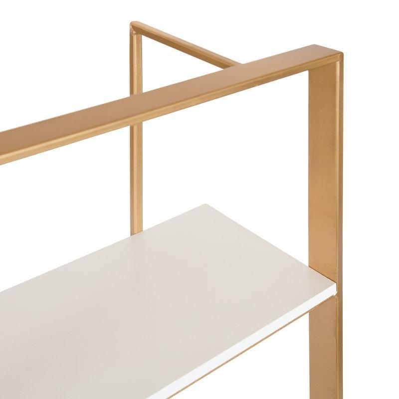 Beyaz Gold Metal ve MDF 3 Katlı Dikdörtgen Duvar Rafı - 81x39x16 cm - 179574