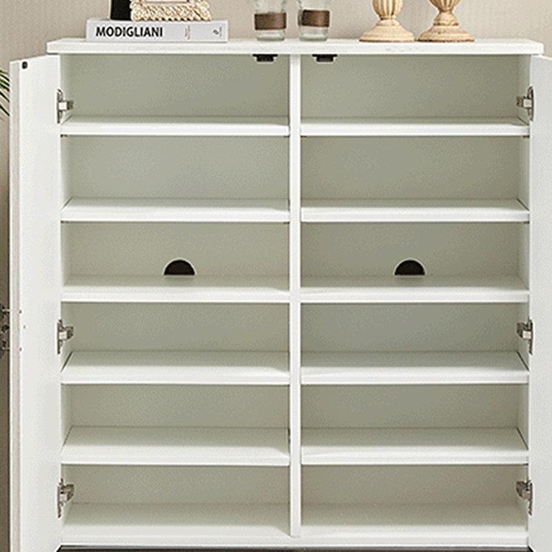 Beyaz Gri Masif Ahşap Kapaklı 24 Çift Kapasiteli Yüksek Ayaklı Ayakkabılık - 115x90x35 cm - 227065