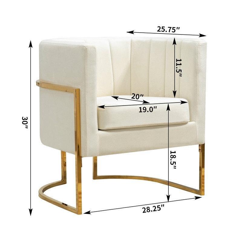 Beyaz Kadife Gold Ayaklı Fıçı Tekli Koltuk - 202443