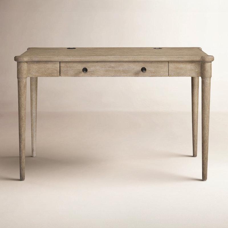 Beyaz Kauçuk Ağacı Çekmeceli ve Dahili Prizli Vintage Çalışma Masası - 122x61 cm - 234464