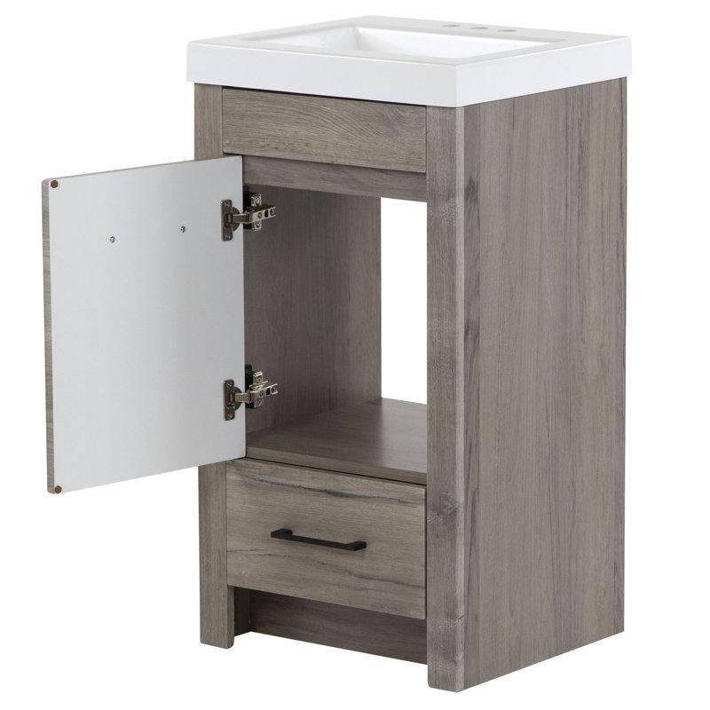 Beyaz Kültür Mermeri Tezgahlı Çekmeceli Ahşap Banyo Lavabo Dolabı - 47 cm - 200183