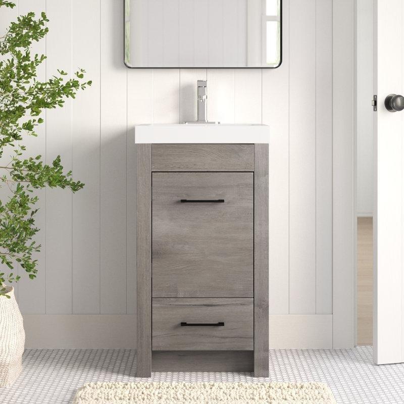 Beyaz Kültür Mermeri Tezgahlı Çekmeceli Ahşap Banyo Lavabo Dolabı - 47 cm - 200183