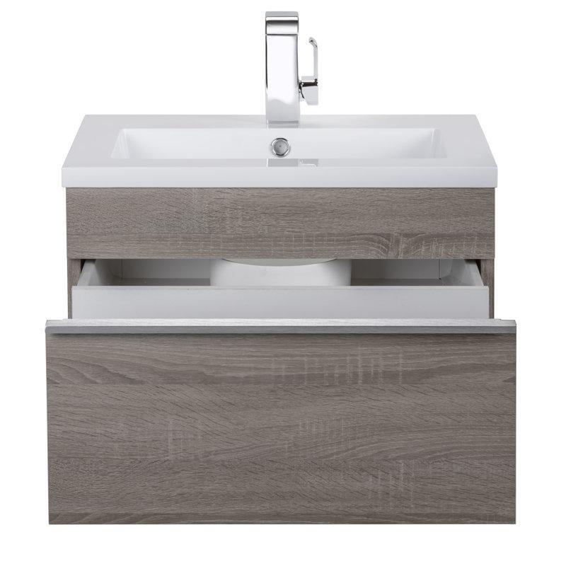Beyaz Kültür Mermeri Tezgahlı Dorato Yavaş Kapanır Duvara Monte Banyo Lavabo Dolabı - 62 cm - 199653