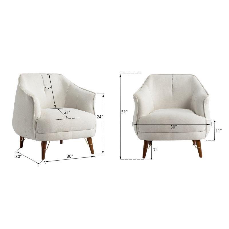 Beyaz Kumaş Karışımı Masif Ahşap Ayaklı 2li Set Modern Tekli Koltuk - 203292