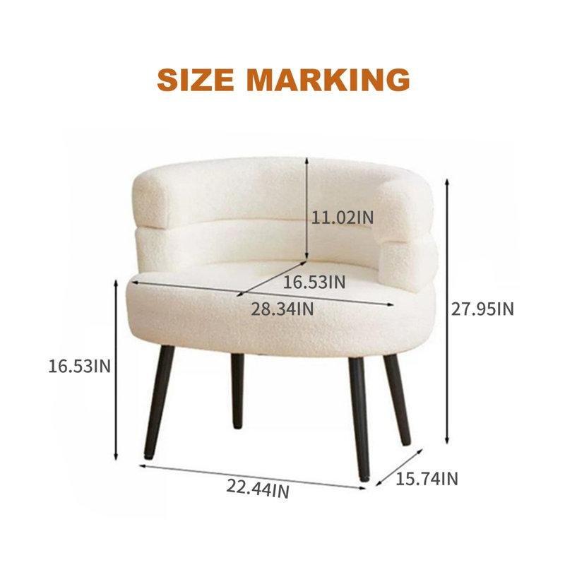 Beyaz Kuzu Yünü Kumaş Metal Ayaklı Sırtlı Makyaj Masası Pufu - 72x28 cm - 233777