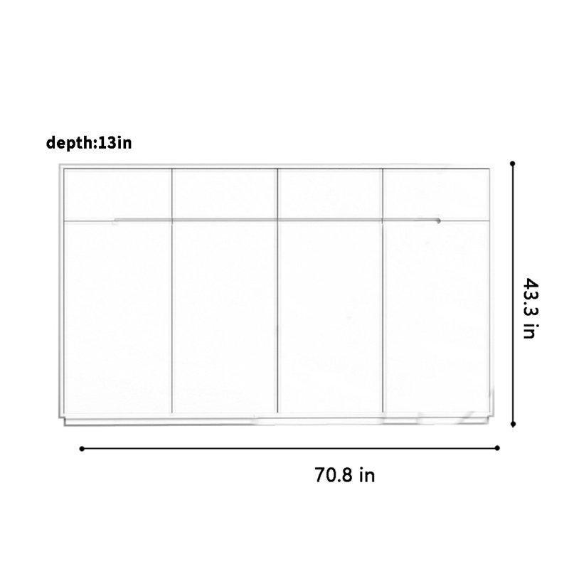 Beyaz Lake Masif Ahşap Çekmeceli Düşer Kapaklı Ultra İnce Ayakkabılık - 180x34x110 cm - 228032
