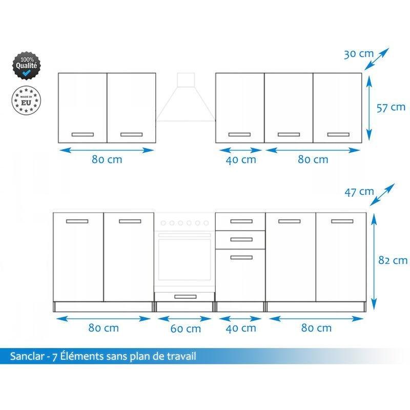 Beyaz Lake Melamin 7 Parçalı Ankastre Fırın Bölmeli Mutfak Dolap Seti - 260 cm - 186106