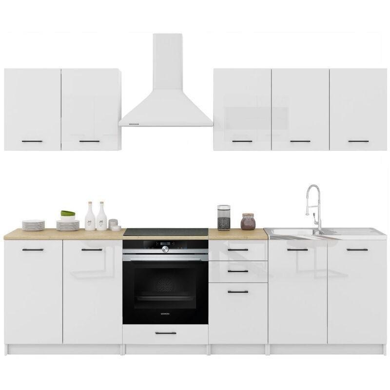 Beyaz Lake Melamin 7 Parçalı Ankastre Fırın Bölmeli Mutfak Dolap Seti - 260 cm - 186106