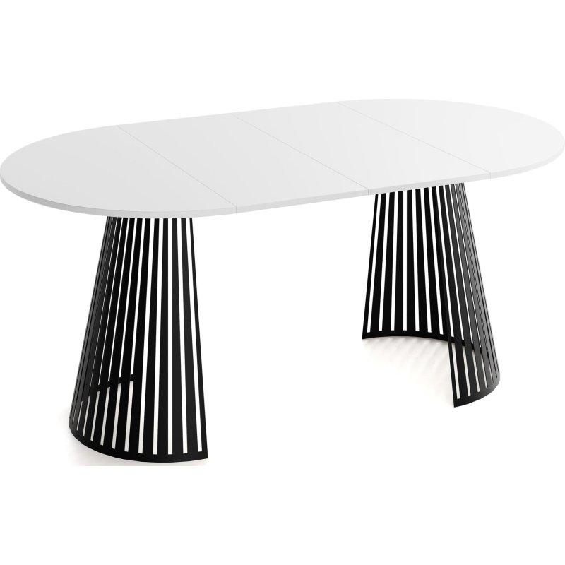 Beyaz Lamine ve Siyah Metal Ayaklı Açılabilir Yuvarlak Bohem Yemek Masası - 100-176 cm - 235537