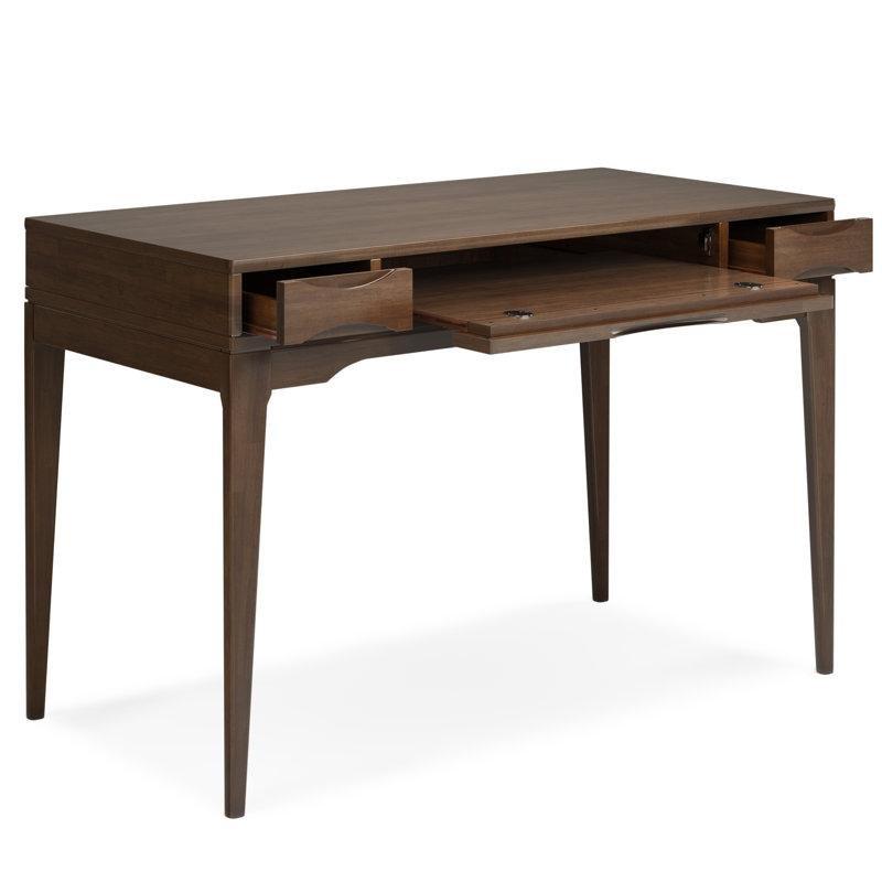 Beyaz Masif Ahşap 2 Çekmeceli ve Açılır Klavye Tepsili Vintage Çalışma Masası - 153 cm - 234133