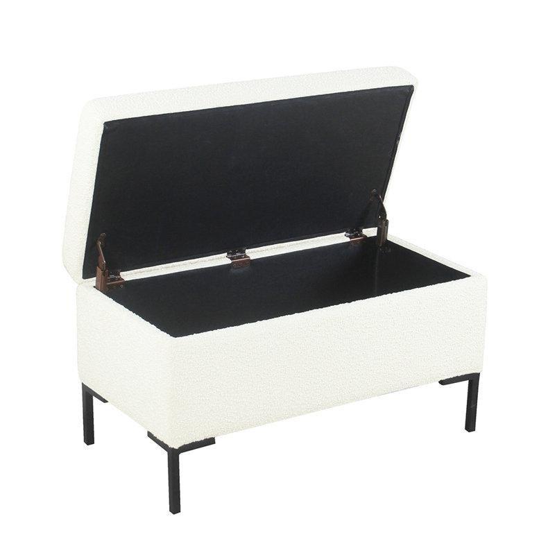 Beyaz Masif Ahşap Döşemeli Sandıklı Metal Ayaklı Bench - 82 cm - 164317