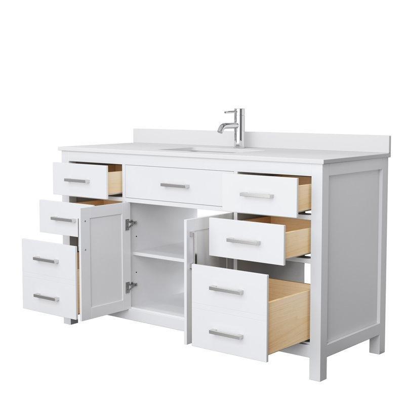 Beyaz Masif Ahşap Mermer Tezgahlı Ayaklı Çekmeceli Banyo Lavabo Dolabı - 153 cm - 199266