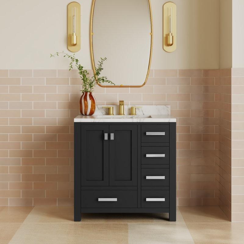 Beyaz Masif Ahşap Mermer Tezgahlı Çekmeceli Ayaklı Banyo Lavabo Dolabı - 92 cm - 199254