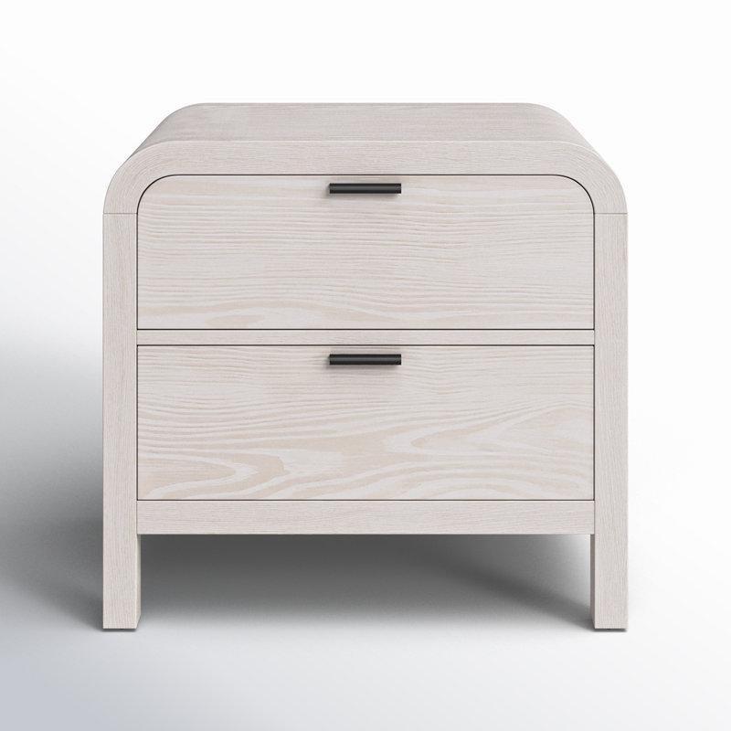 Beyaz Masif Ahşap Prizli ve USB Portlu Komodin - 72 cm - 224355