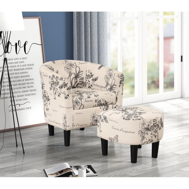 Beyaz Masif Ahşap Puflu 2li Set Berjer Koltuk - 64 cm - 204107