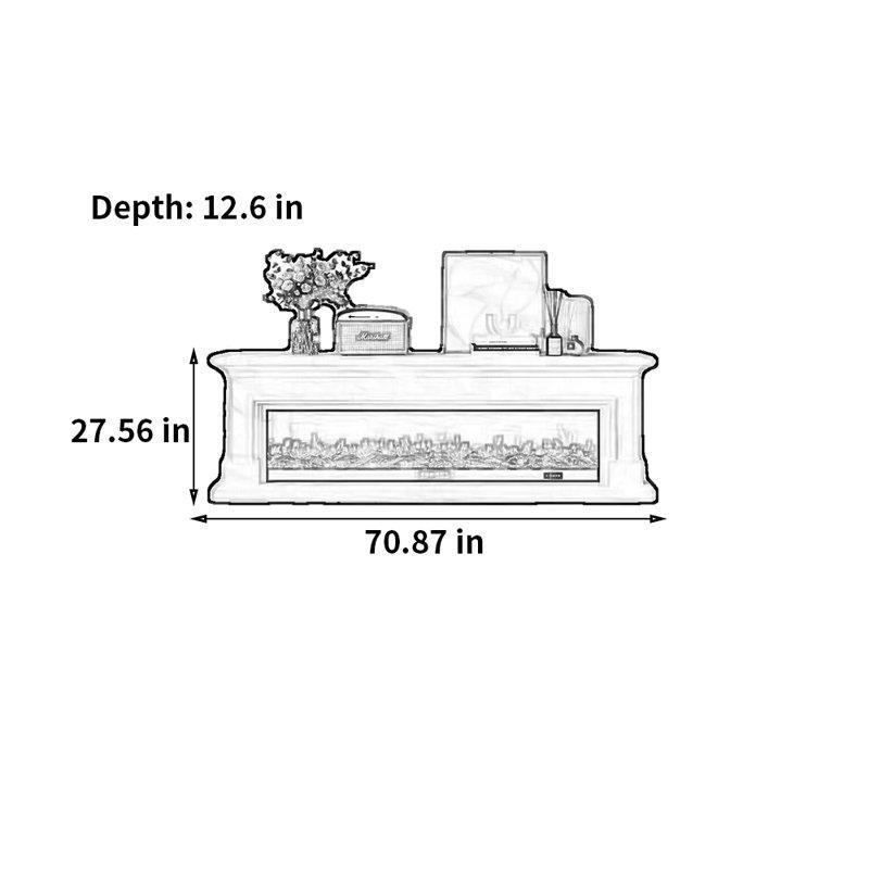 Beyaz Masif Ahşap Uzaktan Kumandalı Elektrikli Şömineli TV Ünitesi - 181 cm - 219950
