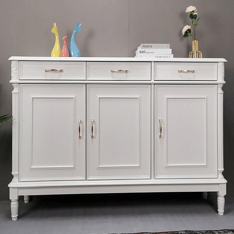 Beyaz Masif Ahşap ve MDF 3 Kapaklı 3 Çekmeceli Ayakkabılık - 120 cm - 228496