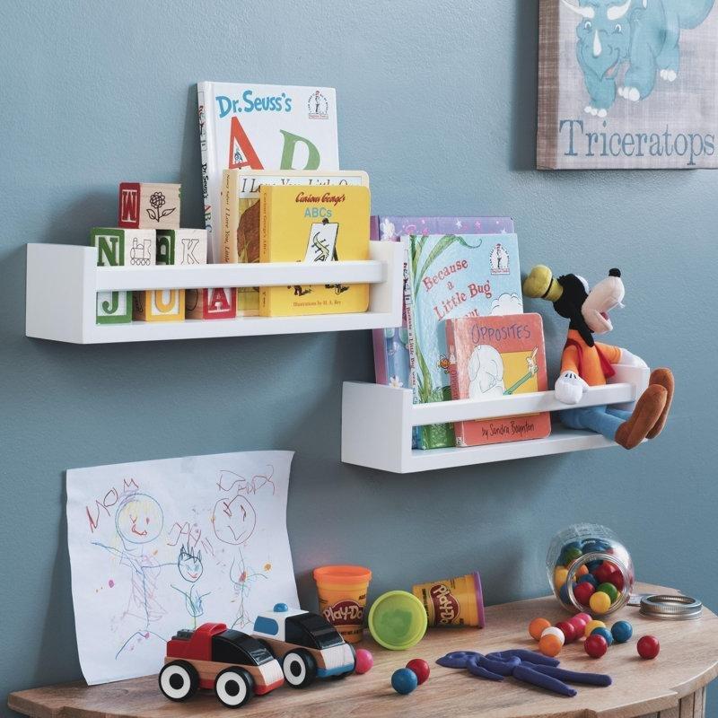 Beyaz Masif Çam Ağacı İkili Set Duvar Rafı - 41 cm - 179465