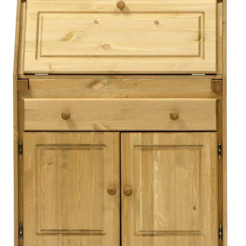 Beyaz Masif Çam Ağacı Kapaklı ve Çekmeceli Vintage Çalışma Masası - 83x41x111 cm - 234910