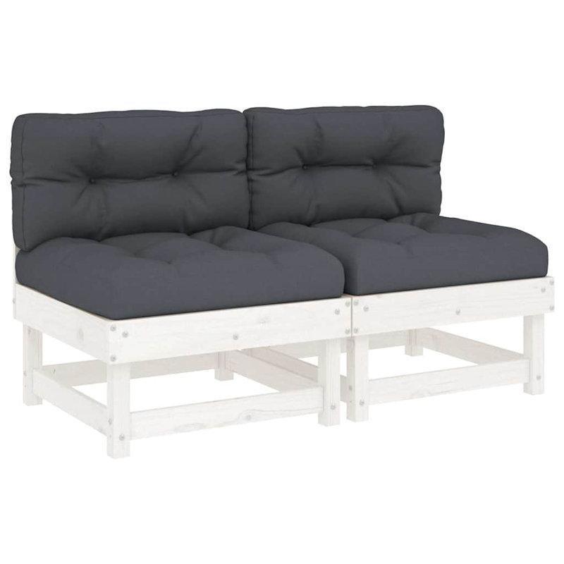 Beyaz Masif Çam Ağacı Modüler Latalı Palet Koltuk - 61x61 cm - 177358