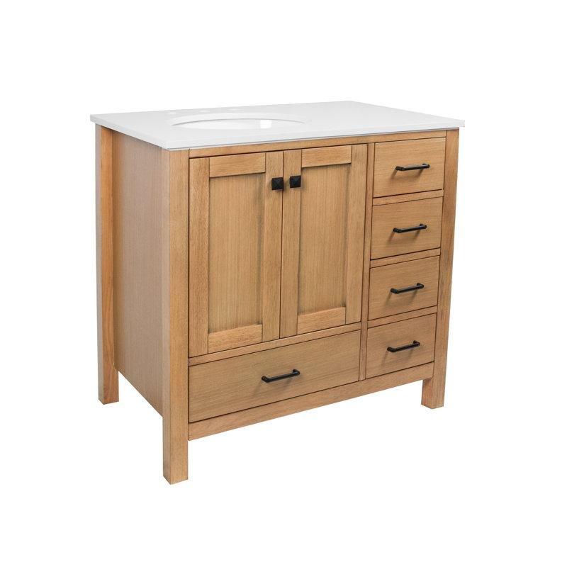 Beyaz Masif Çam Ahşap 5 Çekmeceli Ayaklı Banyo Lavabo Dolabı - 91 cm - 201815